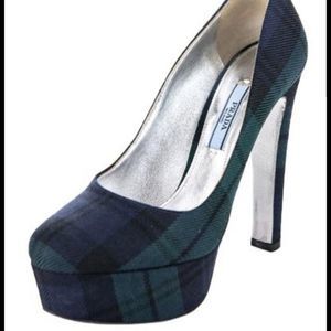 Prada • Tartan Platform Heel Box & Dustbag